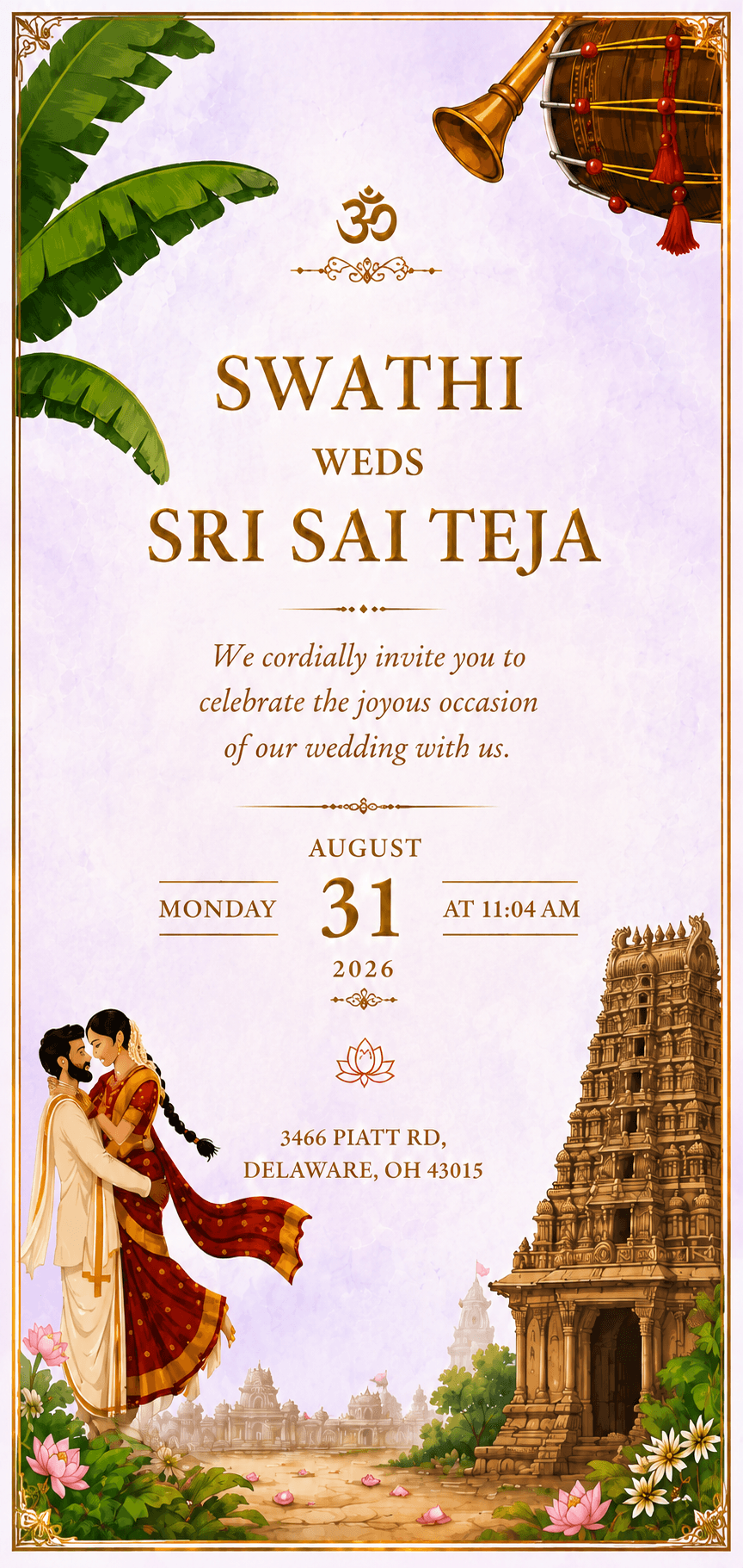 Swathi weds Sri Sai Teja — invitation, page one
